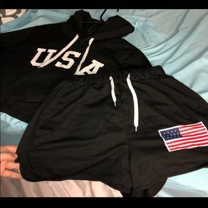 Two Piece USA Sweatshirt And Short